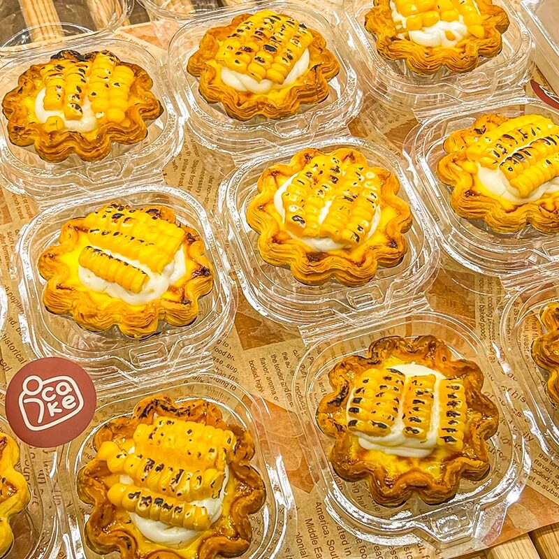 玉米挞两个装打包盒太阳花蛋挞焦糖可颂一次性高透花边蛋挞包装盒