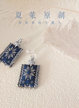 原创设计 非遗结艺复古中国风 纯手工编织耳环蚊盘耳夹耳坠 耳饰