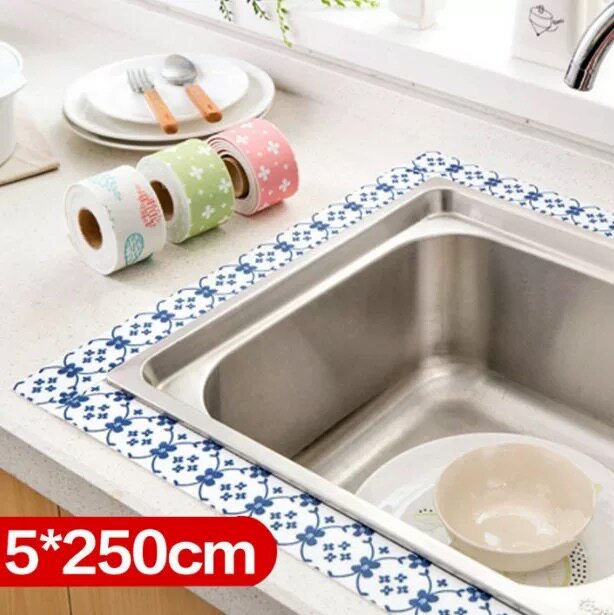 自粘水槽防水贴厨房洗菜盆吸湿防水贴浴室洗漱台洗脸盆静电吸水贴