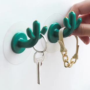 态生活北欧可爱仙人掌进门玄关挂钩免打孔创意挂钉毛巾挂衣架壁挂