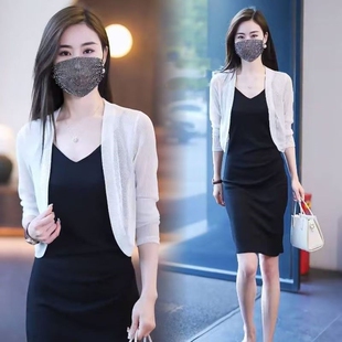短款旗袍披肩配吊带裙的小外搭女开衫外套罩衫夏季长袖防晒小坎肩