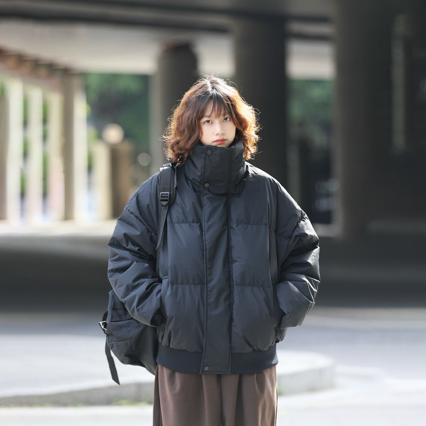 阿于呆90白鸭绒立领加厚羽绒服