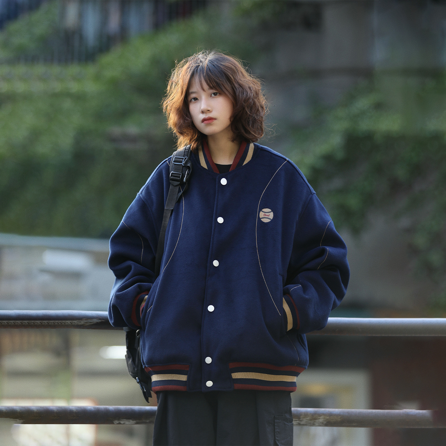 阿于呆美式冬季加厚夹棉棒球服男宽松运动休闲保暖百搭棉衣外套女