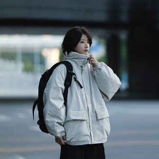 阿于呆冬季 棉衣棉袄女潮 日系立领加厚保暖棉服外套男宽松情侣工装