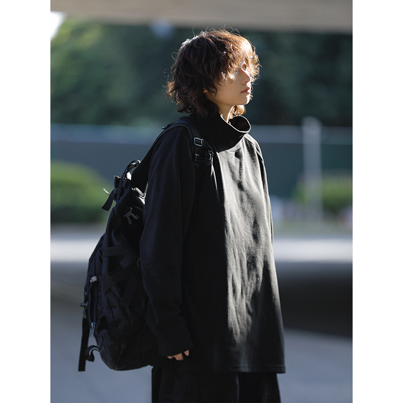 高领长袖青春流行印花T恤保暖