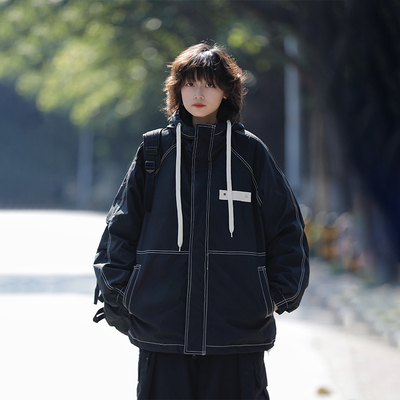 阿于呆日系复古连帽羽绒服保暖