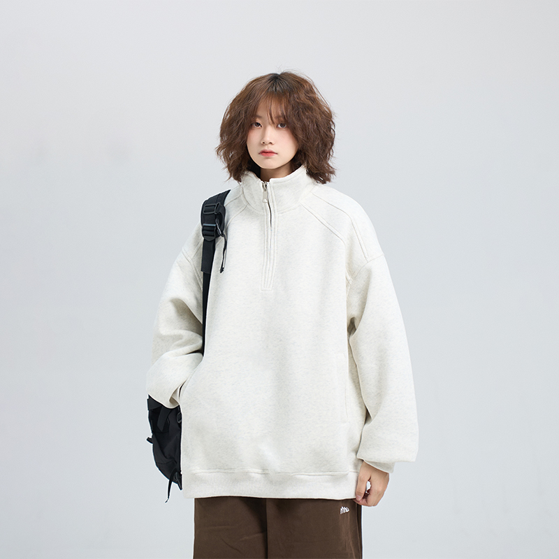 阿于呆日系立领半拉链套头卫衣