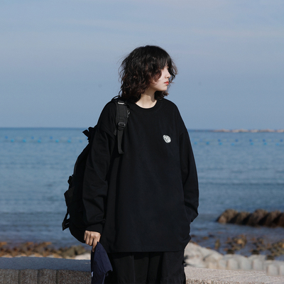 阿于呆原创350g重磅纯色长袖T恤