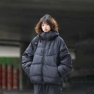 阿于呆美式90白鸭绒连帽羽绒服男冬季加厚保暖高克重面包服外套女