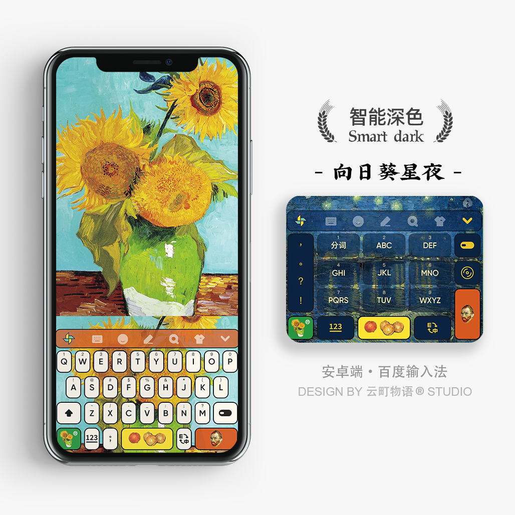 向日葵星夜|印象梵高原创百度电脑搜狗输入法皮肤壁纸手机壳-封面