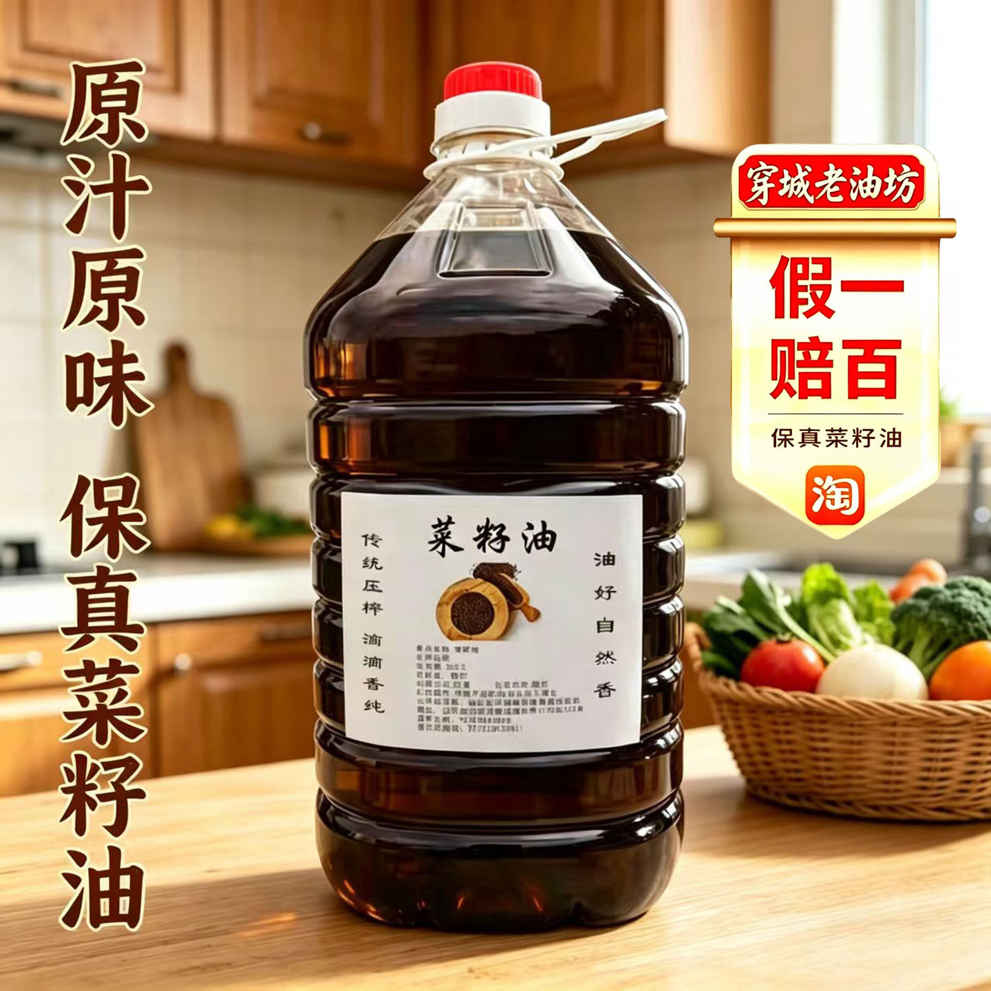 O添加压榨油菜籽油纯正菜籽油农家自榨菜油食用油非转基因升5包邮