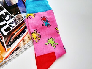 bluesugar秋冬欧美风时尚 长筒袜子潮袜00371 表情糖果拼接男袜个性