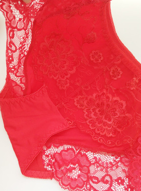 衣格格 红色本命年大花无痕内裤女士冰丝低腰提臀性感三角裤00225