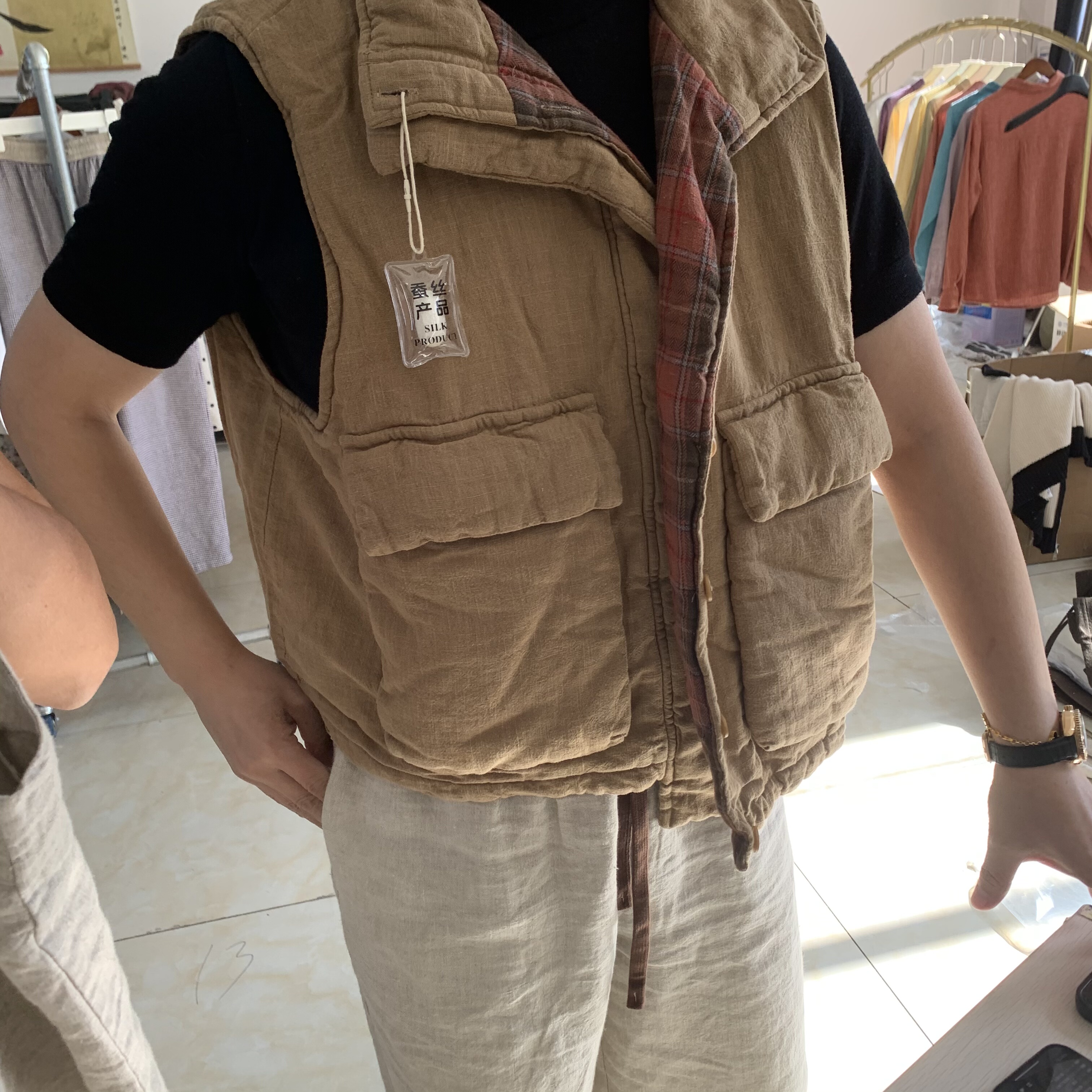 汉麻蚕丝马甲 均码 80-150斤 JX2509