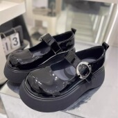 女2025春季 新款 大头增高jk小皮鞋 真皮厚底玛丽珍鞋 日系洋气乐福鞋