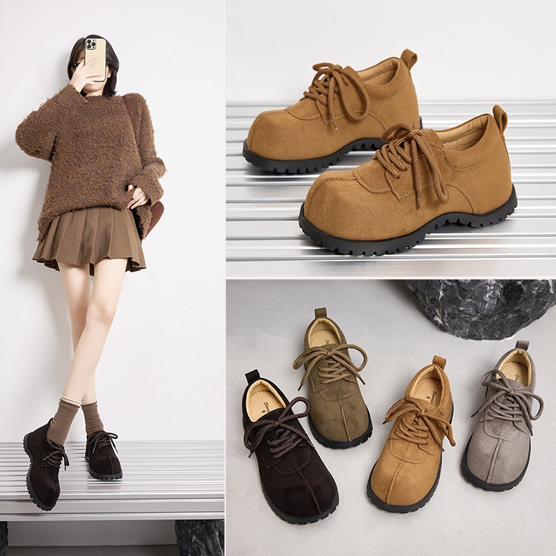 小羊轻奢超火勃肯鞋女2026新春款真皮厚底小个子增高复古全包单鞋