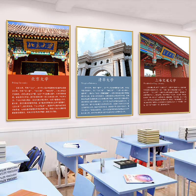 中国大学简介挂图海报大学励志名校介绍挂画学校教室布置装饰墙贴图片