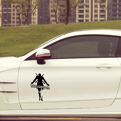 漫威英雄系列之死侍小贱贱DEADPOOL汽车贴纸玻璃反光改装划痕拉花