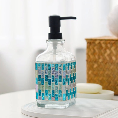 北欧风轻奢马赛克玻璃乳液瓶家居浴室洗手液分装瓶 酒店沐浴露瓶