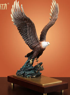 铜指功大鹏展翅纯铜老鹰摆件工艺品大展宏图办公室客厅乔迁开业礼