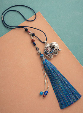 原梦S999足银吉象汽车挂件纯银大象出入平安车内吊饰高档车载装饰