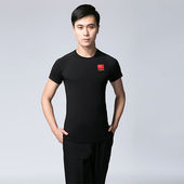 上衣 拉丁舞服男黑色摩登舞短袖 OEMG舞蹈练功服上衣男2023夏季 新款