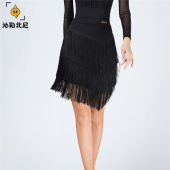 沁勒北尼恰恰拉丁舞服装 跳舞蹈流苏连 练功服女成人舞蹈服秋冬新款