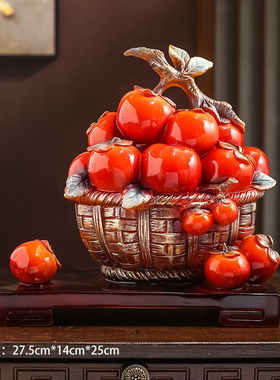 蕊顺柿柿如意摆件乔迁新居酒柜装饰品中式寓意好的装饰工艺品电视