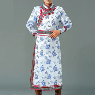 纽卡迈蒙古族服装男冬季族男装传统长袍民族舞蹈演出服蒙族礼仪舞