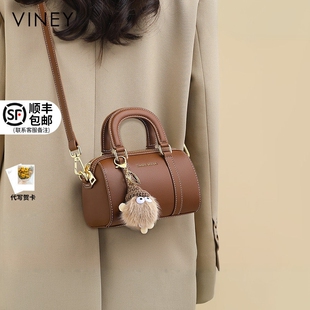 Viney手提包包2025新款秋冬真皮斜挎枕头包女包迷你单肩波士顿包