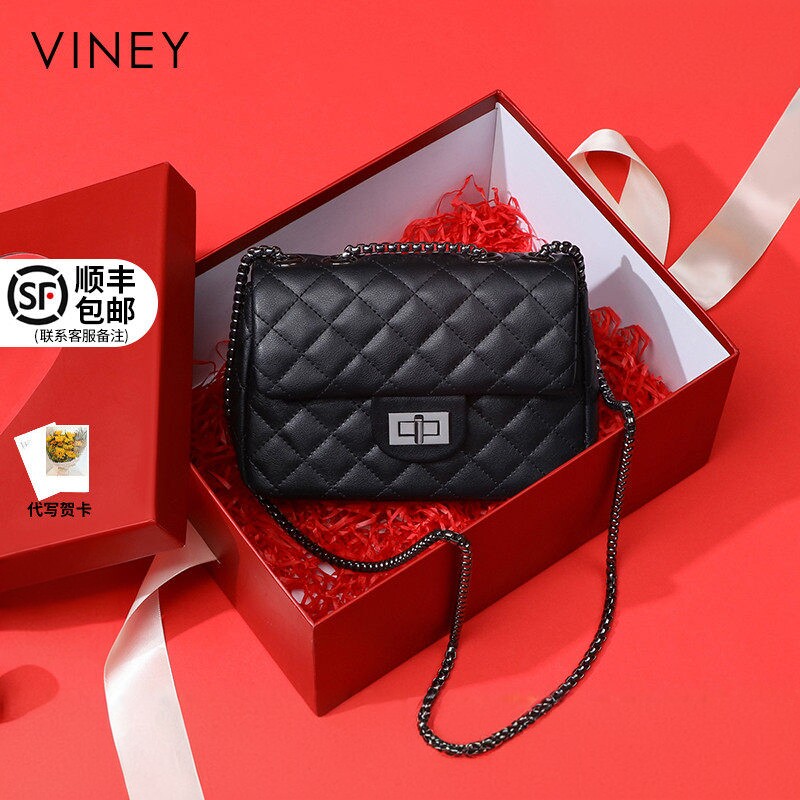 Viney包包2025新款真皮女包小包2024高级感通勤轻奢链条包斜挎包