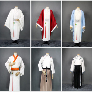 出租成人魏晋风汉服南北朝棉麻男士款古装演出服中国风大袖衫汉服