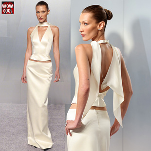 套装 时尚 裙背心半身裙露腰紧身低腰开衩直筒裙 Hadid同款 Bella