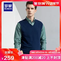 Áo len nam Romon / Luomen đơn giản, áo len len lông vest nam vest nam mùa xuân và mùa thu cổ chữ V không tay - Dệt kim Vest áo len không tay nam