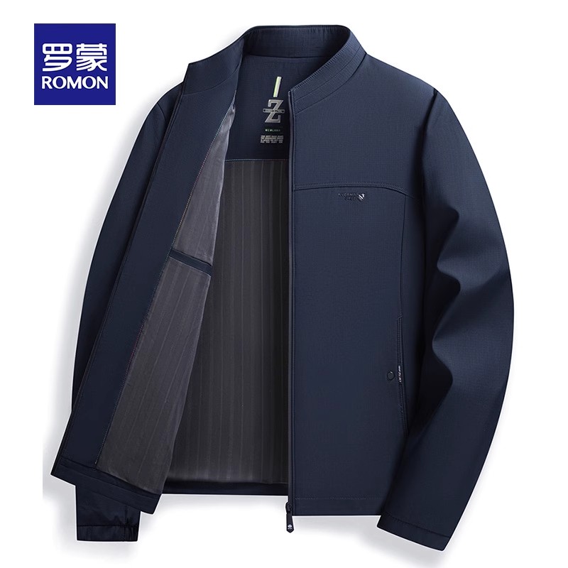 罗蒙中年爸爸秋装外套立领2024年新款休闲百搭干部行政夹克上衣