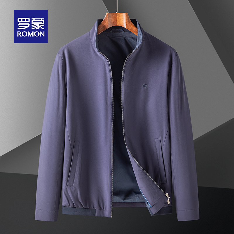 罗蒙男士夹克2025春秋季新款中年商务休闲翻领爸爸装商政干部外套