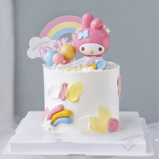 饰品摆件公主小女孩生日蛋糕装 粉色美乐帝蛋糕装 扮配件kt猫插件