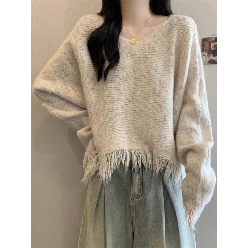 超好看流苏长袖毛针织衫