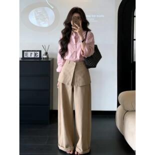 春季穿搭粉色衬衫女早春装2026年新款高级感宽松衬衣外套长袖上衣