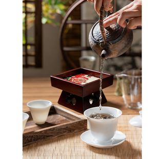 15方{木承台}复古新中式文创老榆木茶盘可收纳装饰摆件