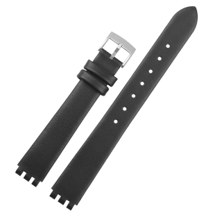 适配斯沃琪LW143 LS116真皮手表带女士三叉口绢丝凹凸口表链 12mm