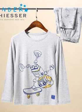 舒雅男童莫代尔睡衣25秋冬儿童机器人印花家居服保暖套装25318H