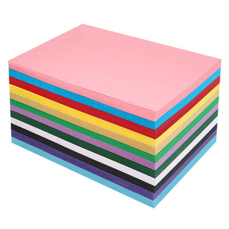 100张卡纸a4彩色硬卡纸4k8开加厚封面硬纸板a3粉红蓝黄紫绿混色装