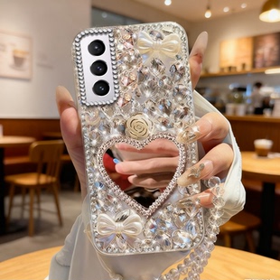 2026高端镶钻补妆镜适用三星GalaxyS30手机壳满钻S10e外壳S23FE高级感S21FE上档次S20网红S23全包S21新品S8