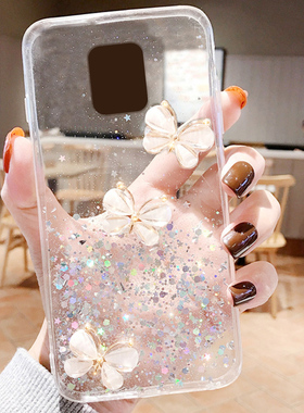 透明奢华水钻蝴蝶适用于小米红米10X手机壳5g4g全包防摔Redmi10xpro手机套女生9女9a软硅胶note9pro创意十x10