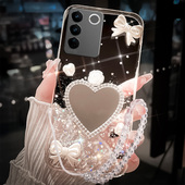 透明奢华高级感带镜子适用vivoS16手机壳s16e新款 s7防摔y78 s9个性 s17pro网红v27补妆镜s12新品 s15全包s10女款