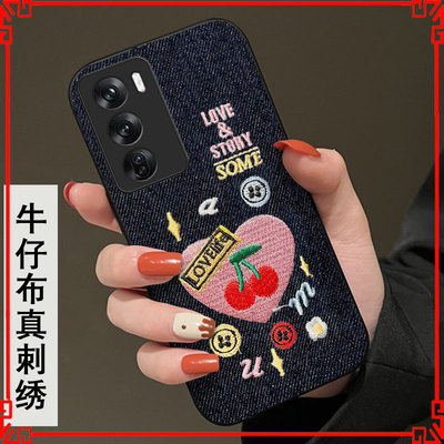 马年新款刺绣布艺适用OPPOReno12手机壳秋冬A6i外壳A5plus毛绒K10保护套3元气版女款K9s情侣14冬天A2/2026年