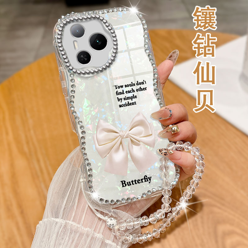 奶油纹镶钻贝壳，不掉钻，不发黄