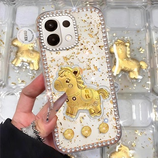 2026新年款金箔适用OPPOk12s手机壳镶钻A57 外壳K10新款A2网红A1保护套A1 全包K11喜庆A96过年5 防摔A2x
