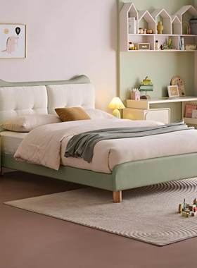 全友家居门店同款 时尚 92329 软包三防雪尼尔布艺儿童软床1.5米